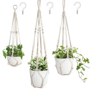3 hanging plant macrame holders